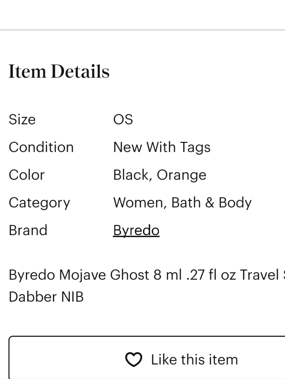 Byredo Mojave Ghost 8ml.27floz Travel Size - Picture 10 of 10